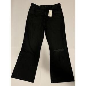 Forever 21+ Black Low Rise Flare Jeans Women’s Size 12 Distressed Leg